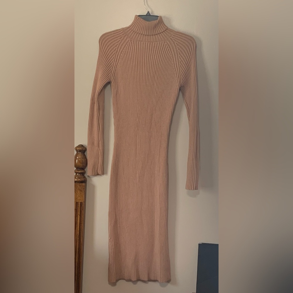 Long Sleeve Knitted Turtle Neck Dress (S/M)